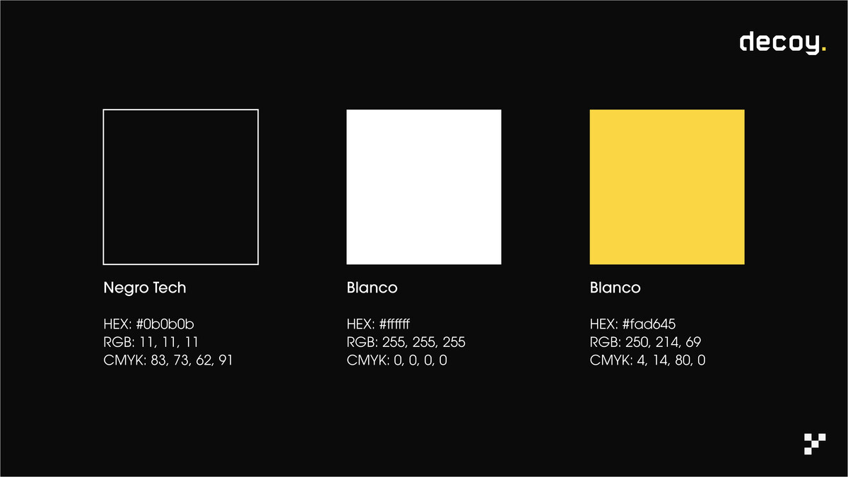 Paleta de colores para la imagen de marca decoy
