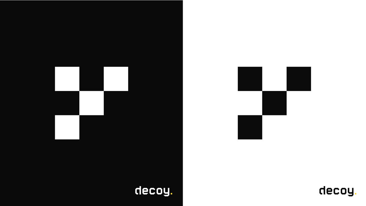 Isotipo de decoy en positivo y negativo (blanco y negro)